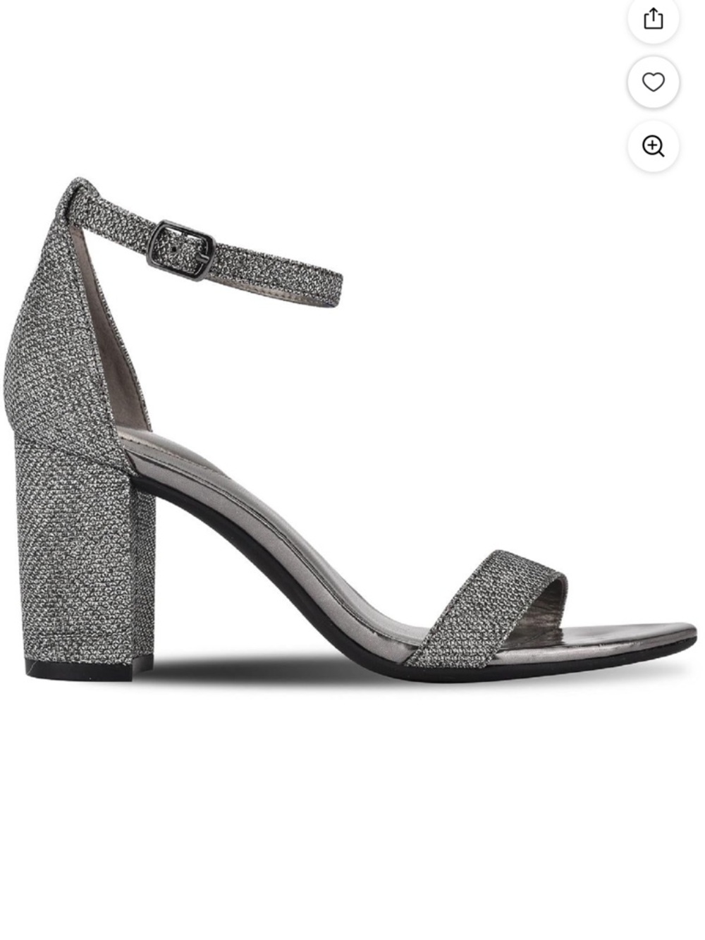 Bandolino-Silver Glitter Ankle-Strap Block Heel Sandal, Size 11